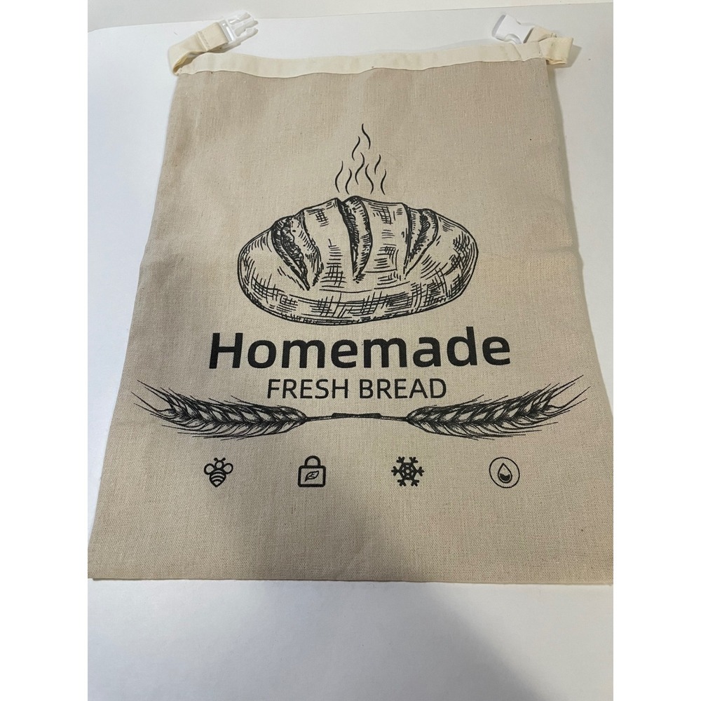 Bread Bags Set of2  Beige Excellent Linen Roll Top Buckle